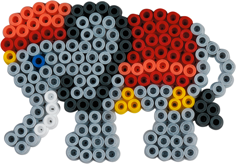 Blister 450 beads color + placa Placa elefante pequeño + papel de planchado