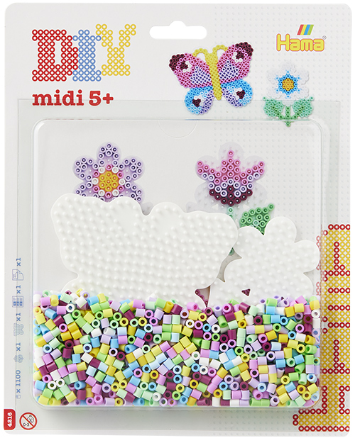 Expositor surtido - Blister Hama Beads Midi 1100 beads + placa - CAJA 12 UDS