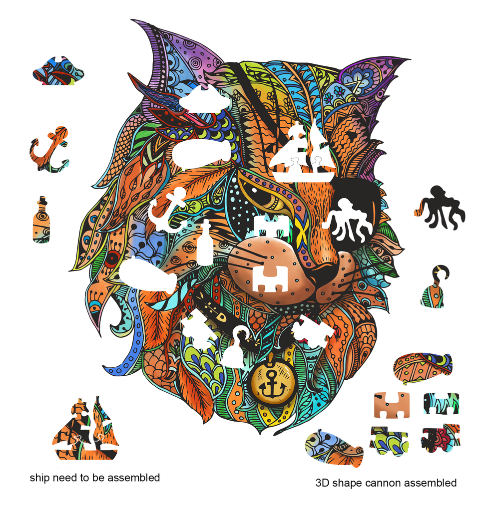 E2D Puzzle Arcoiris en madera - Gato pirata