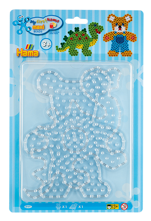 Blister Hama Beads Maxi Placa / Pegboard osito y dinosaurio 