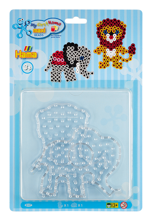 Blister Hama Beads Maxi Placa / Pegboard león y elefante pequeño 