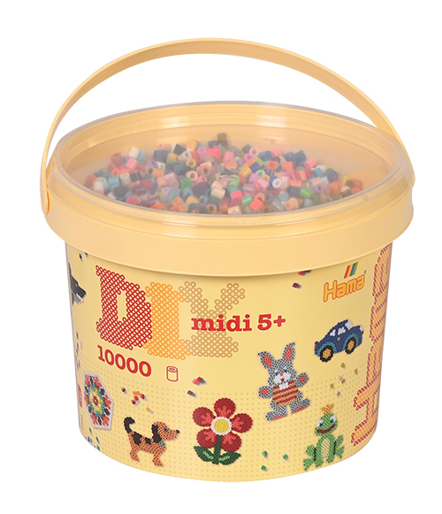 Hama midi mix 66 (6 colores) 10000 piezas en cubo