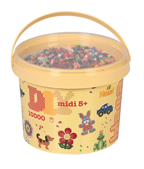 Hama midi mix 67 (22 colores) 10000 piezas en cubo