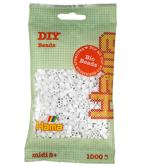 Hama midi Bio beads blanco 1000 piezas