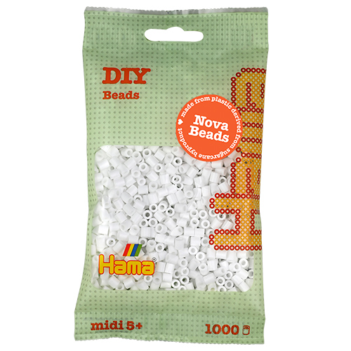 Hama midi Nova beads blanco 1000 piezas