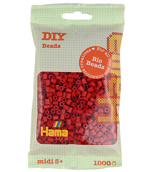 Hama midi Bio beads rojo oscuro 1000 piezas