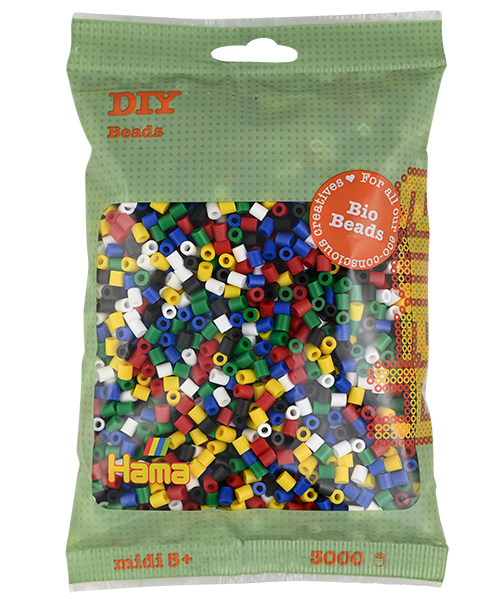 Hama midi Bio beads mix 198 (6 colores) 3000 piezas