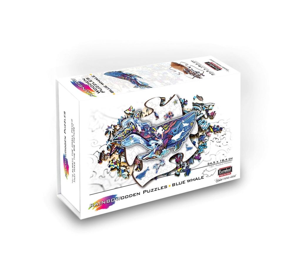 E2D Puzzle Arcoiris en madera - Ballena azul