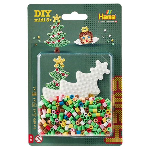 Blister Hama Beads Midi 450 beads + placa árbol de navidad + papel de planchado
