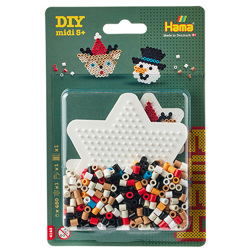 Blister Hama Beads Midi 450 beads + placa estrella pequeña + papel de planchado