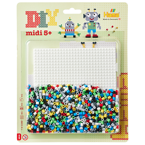 Blister Hama Beads Midi 1100 beads + placa cuadrada + papel