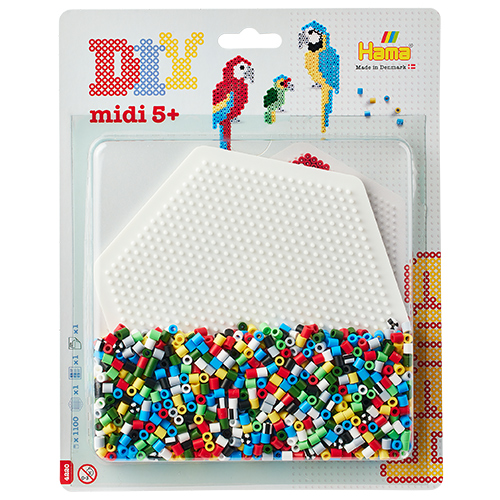 Blister Hama Beads Midi 1100 beads + placa hexagonal + papel