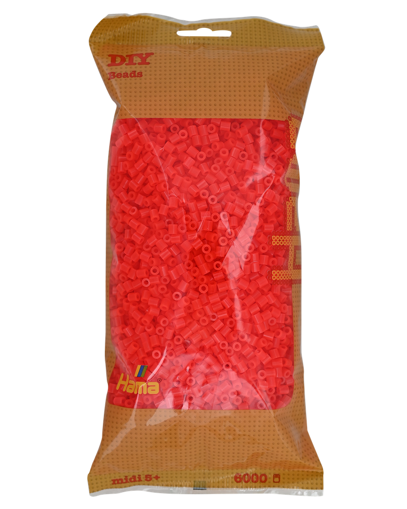 Hama midi rojo neón 6000 piezas