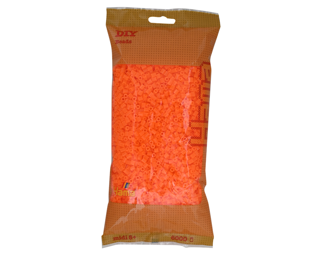 Hama midi naranja neón 6000 piezas
