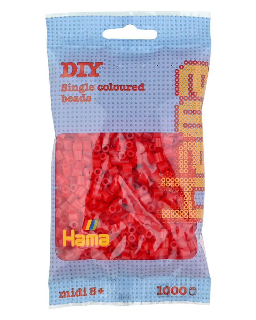 Hama midi rojo translúcido 1000 piezas