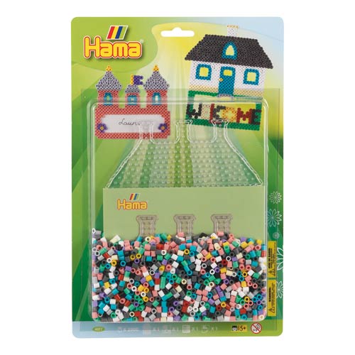Blister Hama Beads Midi 2000 beads + placa casa + papel 