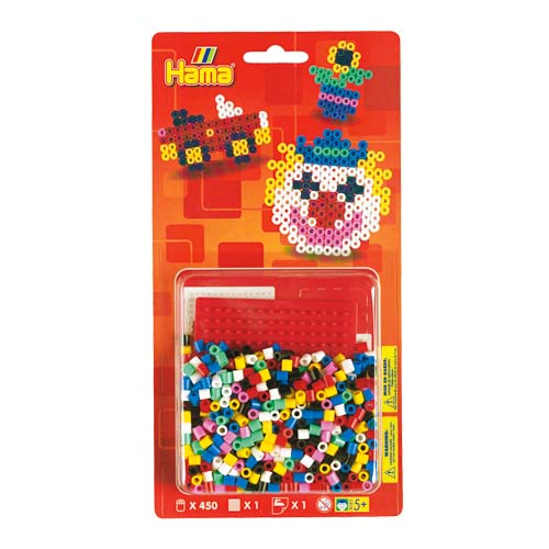 Blister Hama Beads Midi 450 beads + placa cuadrada pequeña + papel de planchado