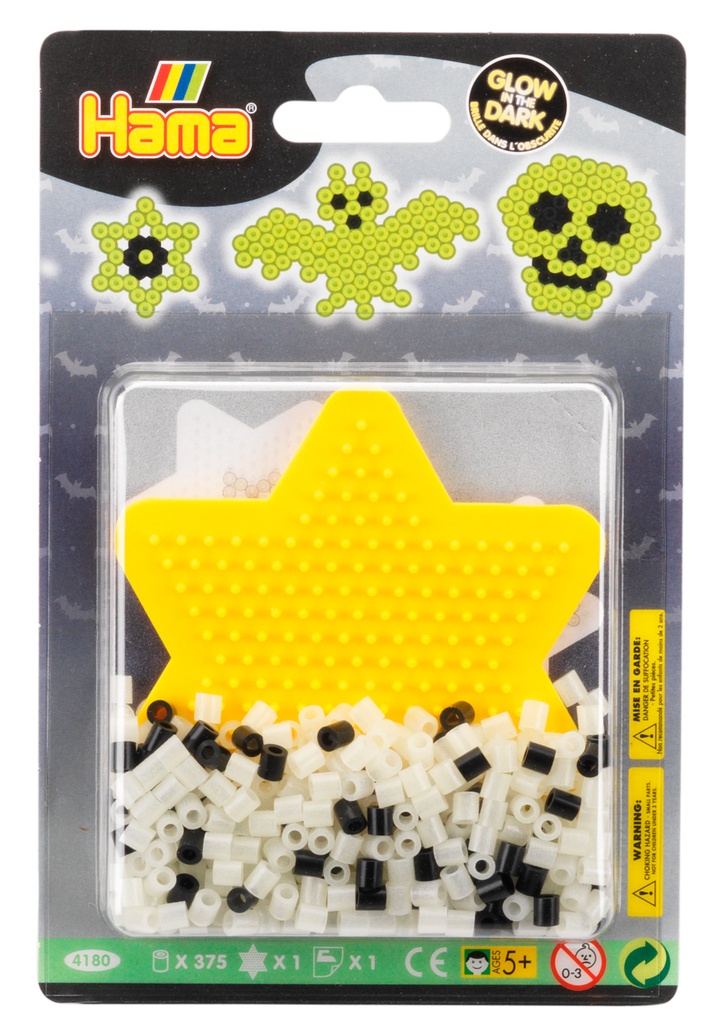 Blister Hama Beads Midi 375 beads color + placa estrella pequeña de color amarillo + papel de planchado