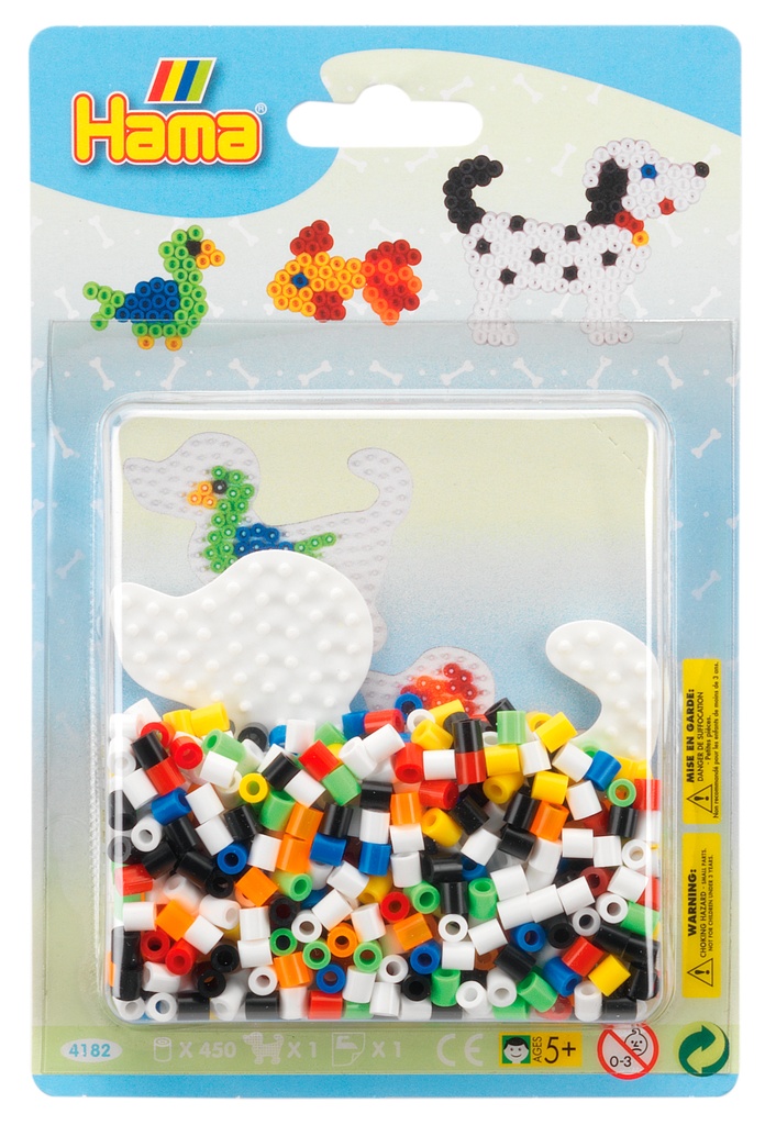 Blister Hama Beads Midi 450 beads color + placa perro pequeño + papel de planchado