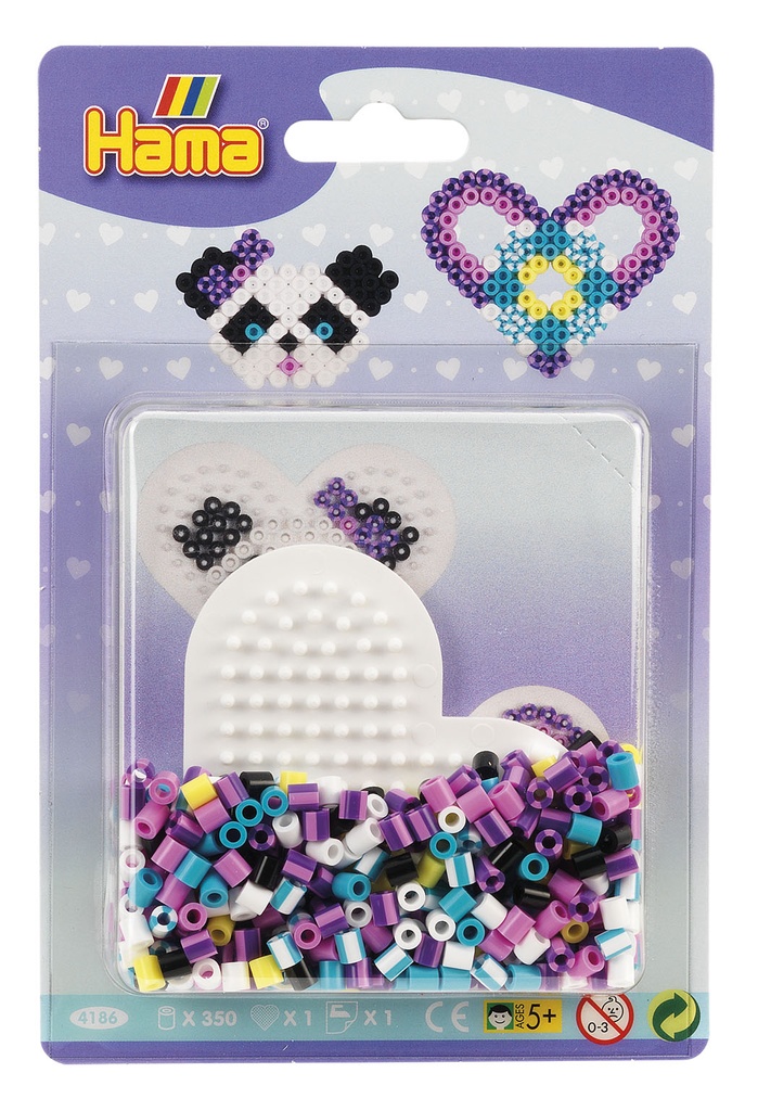 Blister Hama Beads Midi 350 beads color + placa corazón pequeño + papel de planchado