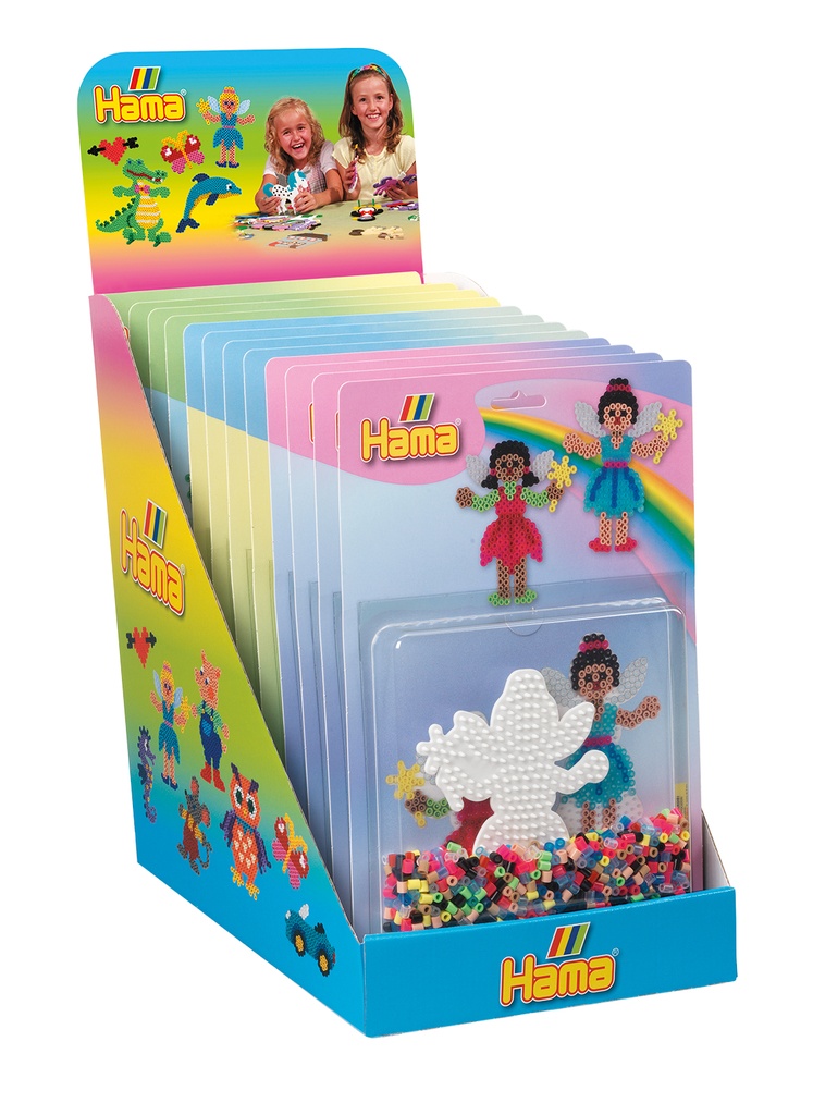 Expositor surtido - Blister Hama Beads Midi 1100 beads + placa - CAJA 12 UDS 