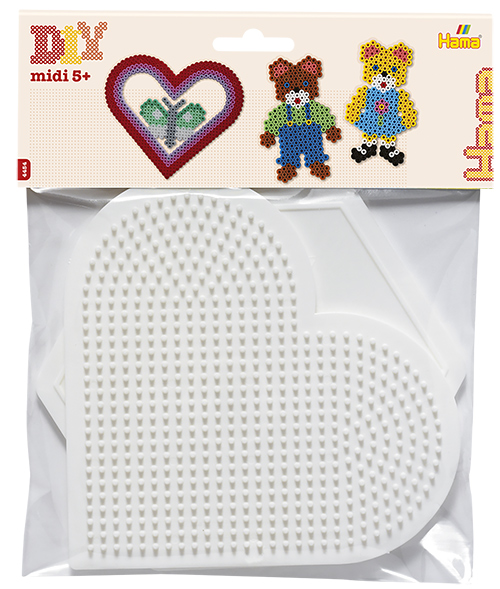 Blister Hama Beads Midi Placa/Pegboard corazón y hexagonal grandes 