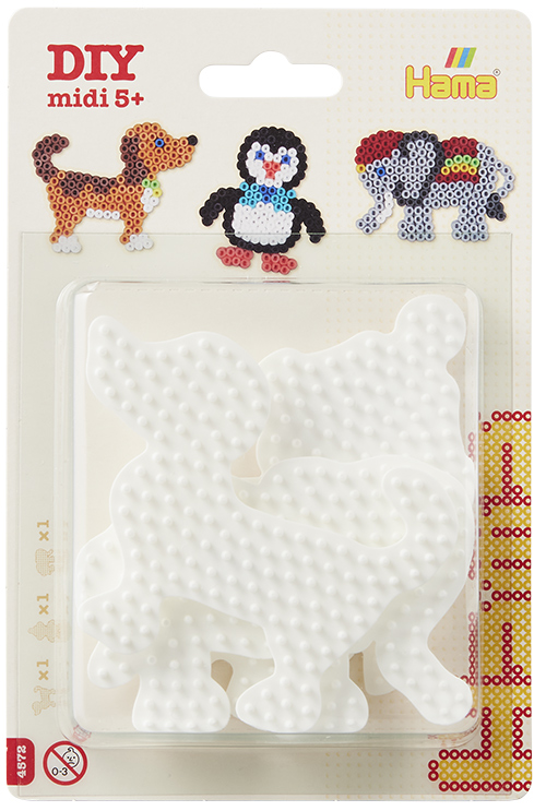 Blister Hama Beads Midi 3 Placas / Pegboards pequeñas elefante, pingüino y perro