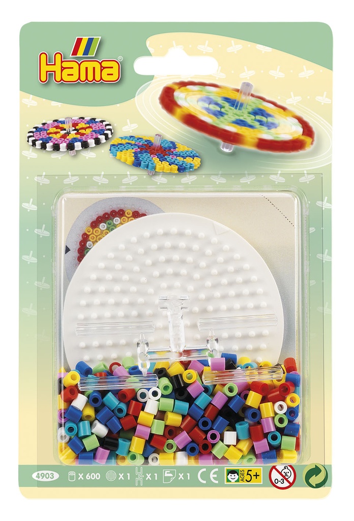 Blister Hama Beads Midi 600 beads + placa circular pequeña + conector + papel