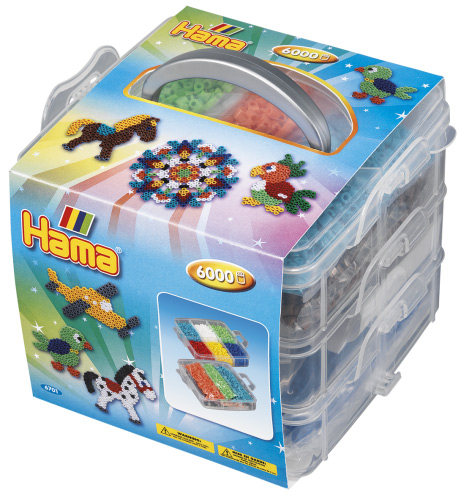 Caja de almacenamiento HAMA pequeña con 6000 beads y 3 pegboards