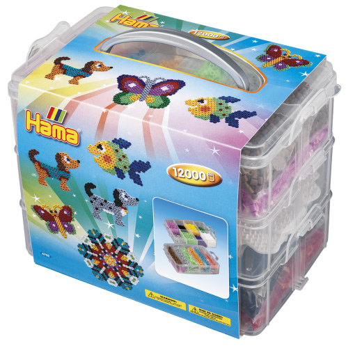Caja de almacenamiento HAMA grande con 12000 beads y 3 pegboards