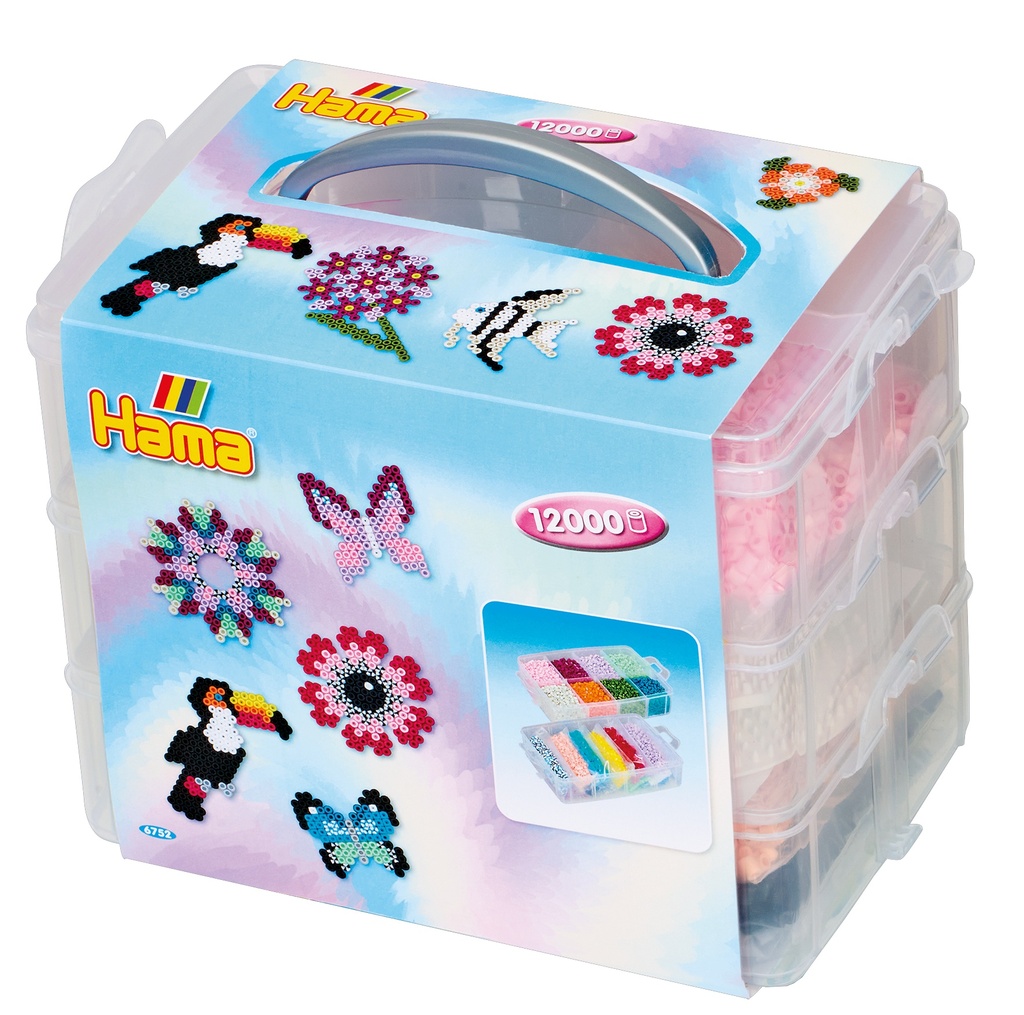 Caja de almacenamiento HAMA grande con 12000 beads y 3 pegboards