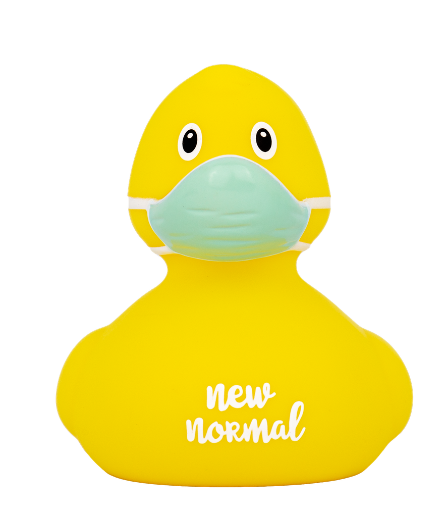 Pato con mascarilla Corona amarillo &quot;New normal&quot;