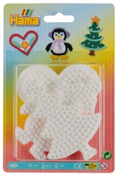 [4574] Blister Hama Beads Midi 3 Placas / Pegboards pequeñas corazón, pingüino y árbol de navidad