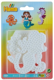 [4575] Blister Hama Beads Midi 3 Placas / Pegboards pequeñas hexagonal, caballito de mar y sirena