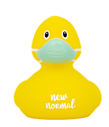 [LI2280] Pato con mascarilla Corona amarillo &quot;New normal&quot;