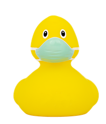[LI2281] Pato con mascarilla Corona amarillo