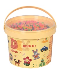 [180-51] Hama midi mix 51 (colores neón) 10000 piezas en cubo
