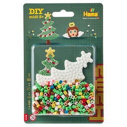 [4142] Blister Hama Beads Midi 450 beads + placa árbol de navidad + papel de planchado