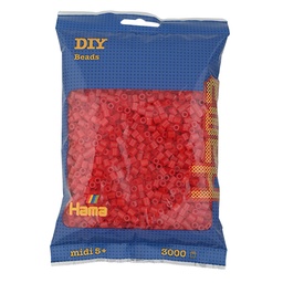 [201-13] Hama midi rojo translúcido 3000 piezas