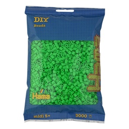 [201-42] Hama midi verde fluorescente 3000 piezas