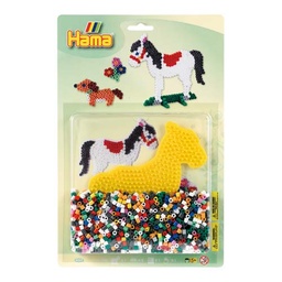 [4057] Blister Hama Beads Midi 1100 beads + placa caballo + papel