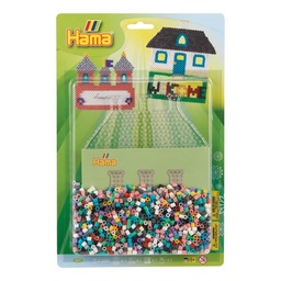 [4077] Blister Hama Beads Midi 2000 beads + placa casa + papel 