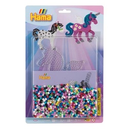 [4079] Blister Hama Beads Midi 2000 beads + placa unicornio + papel 