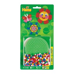 [4146] Blister Hama Beads Midi 450 beads + placa redonda pequeña + papel de planchado