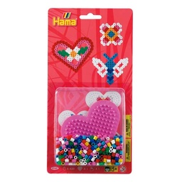 [4165] Blister Hama Beads Midi 450 beads + placa corazón pequeño + papel de planchado 