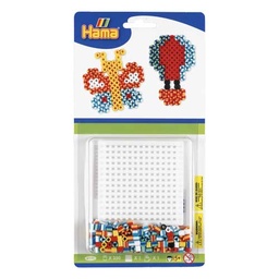 [4171] Blister Hama Beads Midi 350 beads color y bicolor + placa cuadrada pequeña + papel de planchado