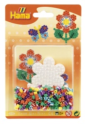 [4188] Blister Hama Beads Midi 350 beads color + placa flor pequeña + papel de planchado