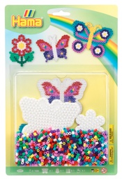 [4207] Blister Hama Beads Midi 1100 beads + placa mariposa y flor pequeña + papel