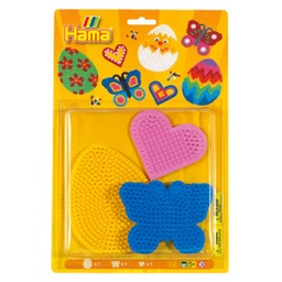 [4506] Blister Hama Beads Midi 3 Placas / Pegboards: corazón pequeño, huevo y mariposa