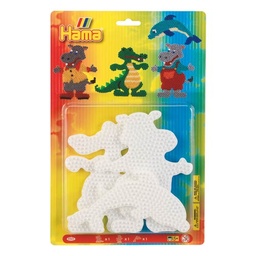 [4563] Blister Hama Beads Midi 3 Placas / Pegboards : cocodrilo, hipopótamo y delfín